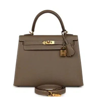 HERMÈS Pre-owned Hermes Kelly Sellier 25 Etoupe Epsom Gold Hardware | Thumbnail 1 HERMÈS Pre-owned Hermes Kelly Sellier 25 Etoupe Epsom Gold Hardware | Thumbnail 1