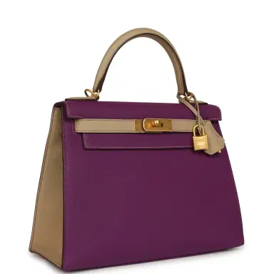 HERMÈS Pre-owned Hermes Special Order (HSS) Kelly Sellier 28 Anemone and Trench Togo Brushed Gold Hardware | Thumbnail 2 HERMÈS Pre-owned Hermes Special Order (HSS) Kelly Sellier 28 Anemone and Trench Togo Brushed Gold Hardware | Thumbnail 2