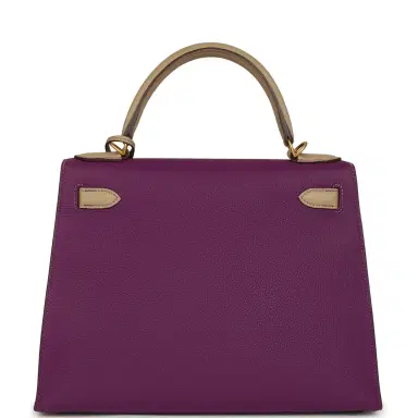 HERMÈS Pre-owned Hermes Special Order (HSS) Kelly Sellier 28 Anemone and Trench Togo Brushed Gold Hardware | Thumbnail 4 HERMÈS Pre-owned Hermes Special Order (HSS) Kelly Sellier 28 Anemone and Trench Togo Brushed Gold Hardware | Thumbnail 4