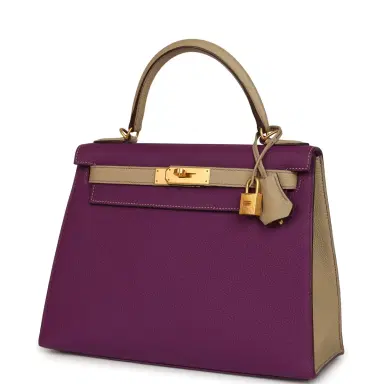 HERMÈS Pre-owned Hermes Special Order (HSS) Kelly Sellier 28 Anemone and Trench Togo Brushed Gold Hardware | Thumbnail 5 HERMÈS Pre-owned Hermes Special Order (HSS) Kelly Sellier 28 Anemone and Trench Togo Brushed Gold Hardware | Thumbnail 5