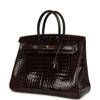 HERMÈS Vintage Hermes Birkin 35 Havane Shiny Porosus Crocodile Gold Hardware | Thumbnail 5 HERMÈS Vintage Hermes Birkin 35 Havane Shiny Porosus Crocodile Gold Hardware | Thumbnail 5