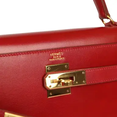 HERMÈS Vintage Hermes Kelly Sellier 32 Rouge Vif Box Gold Hardware | Thumbnail 7 HERMÈS Vintage Hermes Kelly Sellier 32 Rouge Vif Box Gold Hardware | Thumbnail 7