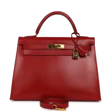 HERMÈS Vintage Hermes Kelly Sellier 32 Rouge Vif Box Gold Hardware | Thumbnail 1 HERMÈS Vintage Hermes Kelly Sellier 32 Rouge Vif Box Gold Hardware | Thumbnail 1
