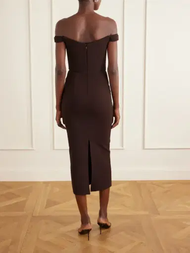 Alex Perry Off-the-shoulder Crepe Midi Dress | Thumbnail 3 Alex Perry Off-the-shoulder Crepe Midi Dress | Thumbnail 3