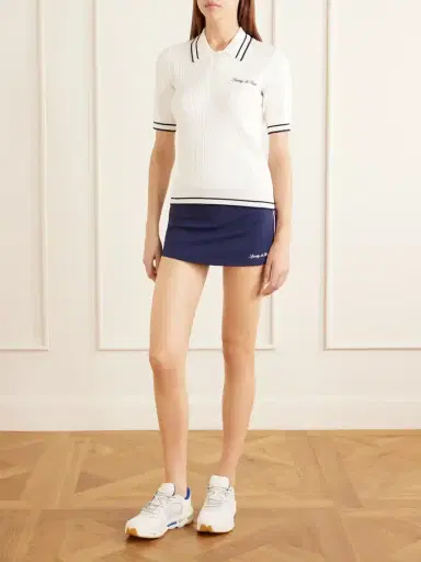 Sporty & Rich Embroidered Cable-knit Polo Shirt | Thumbnail 2 Sporty & Rich Embroidered Cable-knit Polo Shirt | Thumbnail 2