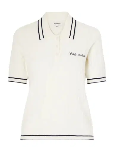 Sporty & Rich Embroidered Cable-knit Polo Shirt | Thumbnail 1 Sporty & Rich Embroidered Cable-knit Polo Shirt | Thumbnail 1