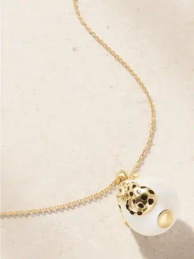Yvonne Léon Belle De Nuit 9-karat Gold, Diamond, Pearl And Enamel Necklace | Thumbnail 1 Yvonne Léon Belle De Nuit 9-karat Gold, Diamond, Pearl And Enamel Necklace | Thumbnail 1