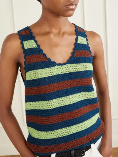 ESCVDO Santos Striped Crocheted Cotton Tank | Thumbnail 5 ESCVDO Santos Striped Crocheted Cotton Tank | Thumbnail 5