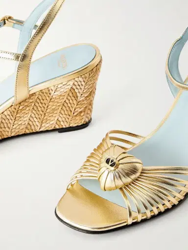 Valentino Garavani Coeur Royal 70 Embellished Leather Wedge Sandals | Thumbnail 5 Valentino Garavani Coeur Royal 70 Embellished Leather Wedge Sandals | Thumbnail 5
