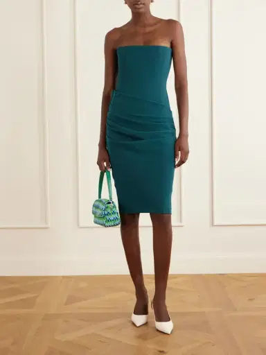 Alex Perry Strapless Draped Crepe Midi Dress | Thumbnail 2 Alex Perry Strapless Draped Crepe Midi Dress | Thumbnail 2