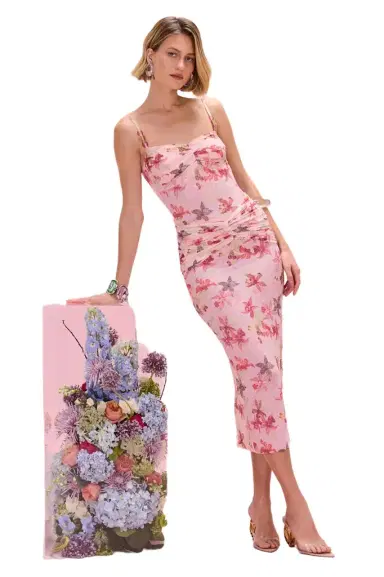 PatBo ORCHID BLOOM CHIFFON MIDI DRESS | Thumbnail 1 PatBo ORCHID BLOOM CHIFFON MIDI DRESS | Thumbnail 1