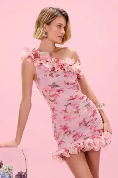 PatBo ORCHID BLOOM ONE SHOULDER MINI DRESS | Thumbnail 4 PatBo ORCHID BLOOM ONE SHOULDER MINI DRESS | Thumbnail 4