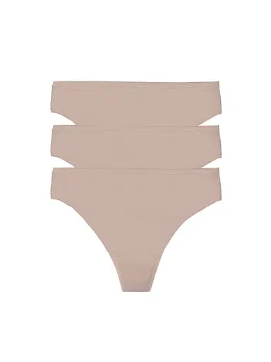 Natori Women's Bliss Bare Cotton Thong 3-Pack - Cafe - Size XS | Thumbnail 1 Natori Women's Bliss Bare Cotton Thong 3-Pack - Cafe - Size XS | Thumbnail 1
