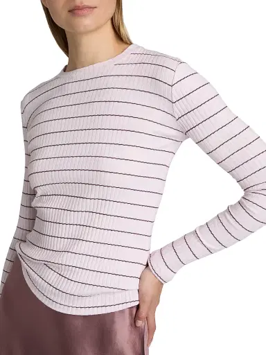 Vince Women's Striped Cotton T-Shirt - Slipper Rose Combo - Size XXS | Thumbnail 6 Vince Women's Striped Cotton T-Shirt - Slipper Rose Combo - Size XXS | Thumbnail 6