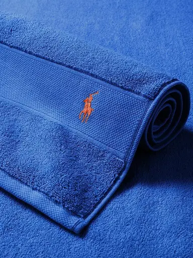 Ralph Lauren Polo Player Cotton Bath Mat - New Iris Blue - Size Bath Mat | Thumbnail 1 Ralph Lauren Polo Player Cotton Bath Mat - New Iris Blue - Size Bath Mat | Thumbnail 1