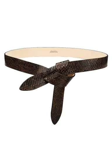 Isabel Marant Women's Lecce Reversible Snake-Embossed Leather Belt - Mocha | Thumbnail 1 Isabel Marant Women's Lecce Reversible Snake-Embossed Leather Belt - Mocha | Thumbnail 1