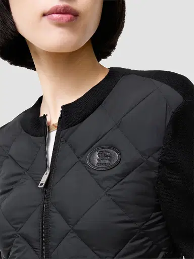 Burberry Women's Quilted Nylon & Wool Knit Jacket - Black - Size XXS | Thumbnail 4 Burberry Women's Quilted Nylon & Wool Knit Jacket - Black - Size XXS | Thumbnail 4