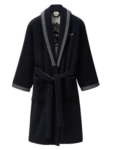 Versace Men's Jacquard Medusa Terry Robe - Blue White | Thumbnail 1 Versace Men's Jacquard Medusa Terry Robe - Blue White | Thumbnail 1