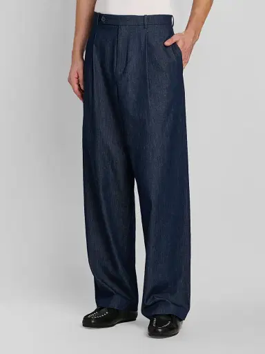 Jil Sander Men's Pleated Chambray Trousers - Magnet - Size 38 | Thumbnail 4 Jil Sander Men's Pleated Chambray Trousers - Magnet - Size 38 | Thumbnail 4