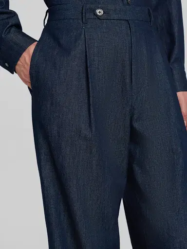 Jil Sander Men's Pleated Chambray Trousers - Magnet - Size 38 | Thumbnail 5 Jil Sander Men's Pleated Chambray Trousers - Magnet - Size 38 | Thumbnail 5