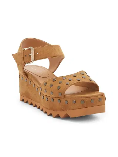 Stella McCartney Women's Elyse Studded Faux-Suede Platform Sandals - Brandy | Thumbnail 2 Stella McCartney Women's Elyse Studded Faux-Suede Platform Sandals - Brandy | Thumbnail 2