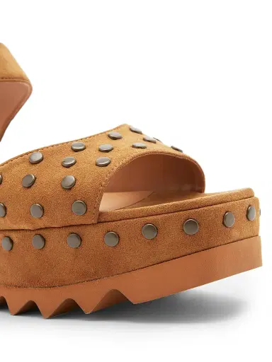 Stella McCartney Women's Elyse Studded Faux-Suede Platform Sandals - Brandy | Thumbnail 7 Stella McCartney Women's Elyse Studded Faux-Suede Platform Sandals - Brandy | Thumbnail 7