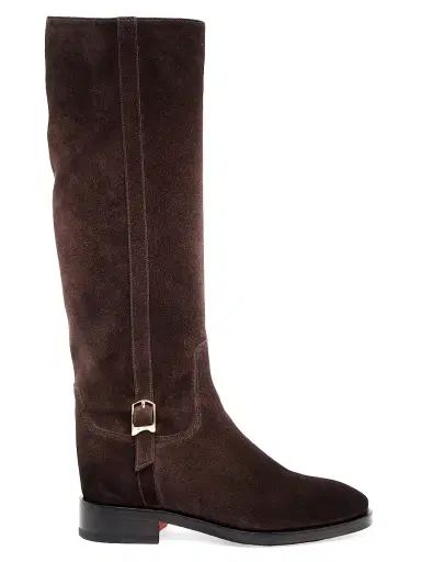 Santoni Women's Suede Buckle Equestrian Boots - Dark Brown - Size 12 | Thumbnail 1 Santoni Women's Suede Buckle Equestrian Boots - Dark Brown - Size 12 | Thumbnail 1