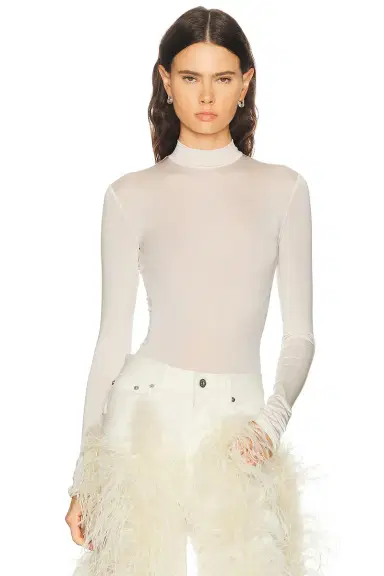 Lapointe Jersey Mock Neck Bodysuit | Thumbnail 1 Lapointe Jersey Mock Neck Bodysuit | Thumbnail 1
