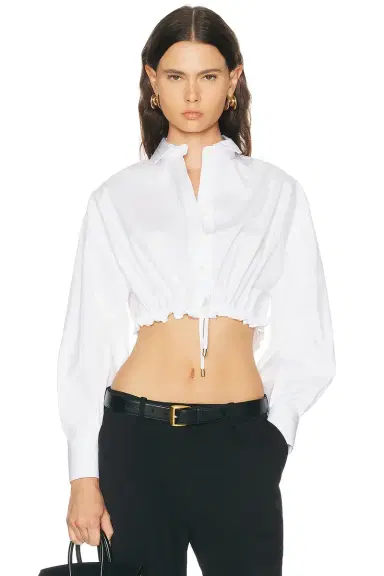 Carolina Herrera Long Sleeve Button Down Cropped Top | Thumbnail 1 Carolina Herrera Long Sleeve Button Down Cropped Top | Thumbnail 1