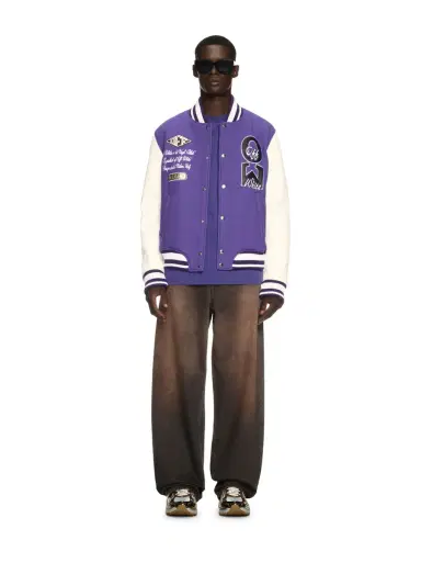 Off-White Time Leather/Wool Varsity Jacket | Thumbnail 2 Off-White Time Leather/Wool Varsity Jacket | Thumbnail 2