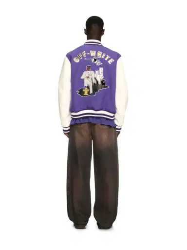 Off-White Time Leather/Wool Varsity Jacket | Thumbnail 4 Off-White Time Leather/Wool Varsity Jacket | Thumbnail 4