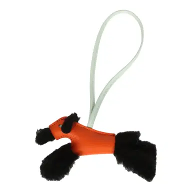 HERMÈS Hermes Budy Bag Charm Black, Feu and Vert Peppermint Milo Lambskin and Merino Wool | Thumbnail 1 HERMÈS Hermes Budy Bag Charm Black, Feu and Vert Peppermint Milo Lambskin and Merino Wool | Thumbnail 1