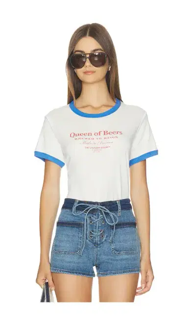 The Laundry Room Queen Of Beers Perfect Ringer Tee | Thumbnail 1 The Laundry Room Queen Of Beers Perfect Ringer Tee | Thumbnail 1