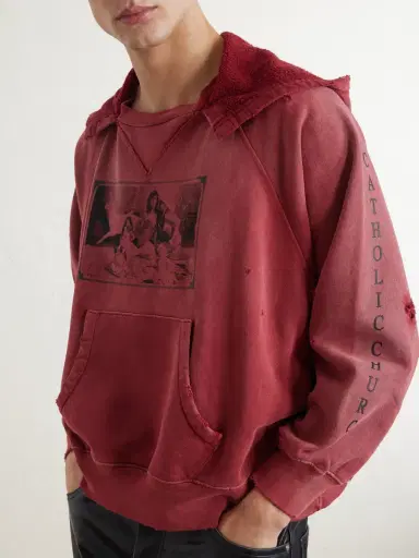 Enfants Riches Déprimés Oklahoma City Church Afterhood Distressed Printed Cotton-Jersey Hoodie - Men | Thumbnail 5 Enfants Riches Déprimés Oklahoma City Church Afterhood Distressed Printed Cotton-Jersey Hoodie - Men | Thumbnail 5