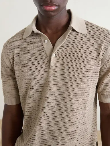 Drake's Mesh-Knit Cotton Polo Shirt - Men | Thumbnail 5 Drake's Mesh-Knit Cotton Polo Shirt - Men | Thumbnail 5
