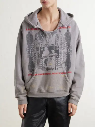 Enfants Riches Déprimés Photo D’Elisabeth Distressed Printed Cotton-Jersey Hoodie - Men | Thumbnail 3 Enfants Riches Déprimés Photo D’Elisabeth Distressed Printed Cotton-Jersey Hoodie - Men | Thumbnail 3