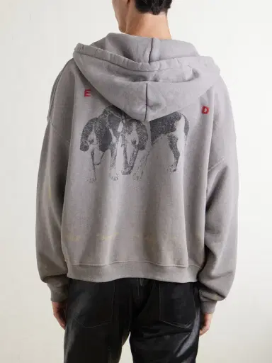 Enfants Riches Déprimés Photo D’Elisabeth Distressed Printed Cotton-Jersey Hoodie - Men | Thumbnail 4 Enfants Riches Déprimés Photo D’Elisabeth Distressed Printed Cotton-Jersey Hoodie - Men | Thumbnail 4