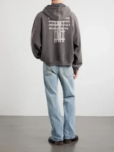 Enfants Riches Déprimés Head Against The Bars Distressed Printed Cotton-Jersey Hoodie - Men | Thumbnail 4 Enfants Riches Déprimés Head Against The Bars Distressed Printed Cotton-Jersey Hoodie - Men | Thumbnail 4