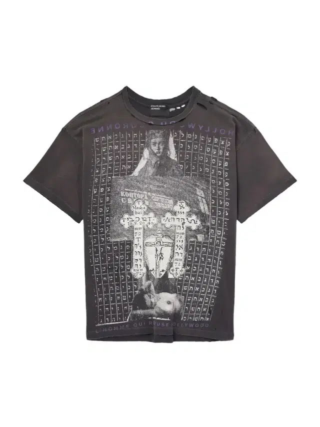 Hollywood Couronne Distressed Printed Cotton-Jersey T-Shirt - Men Hollywood Couronne Distressed Printed Cotton-Jersey T-Shirt - Men