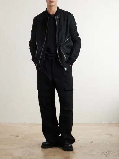 Rick Owens Stefan Flared Grain De Poudre Wool Cargo Trousers - Men | Thumbnail 2 Rick Owens Stefan Flared Grain De Poudre Wool Cargo Trousers - Men | Thumbnail 2