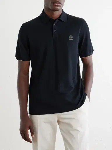 Brunello Cucinelli Logo-Print Cotton-Piqué Polo Shirt - Men | Thumbnail 3 Brunello Cucinelli Logo-Print Cotton-Piqué Polo Shirt - Men | Thumbnail 3