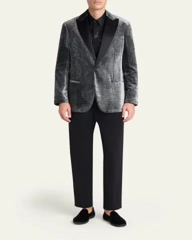 Giorgio Armani Men's Velvet-Effect Peak Lapel Dinner Jacket | Thumbnail 2 Giorgio Armani Men's Velvet-Effect Peak Lapel Dinner Jacket | Thumbnail 2