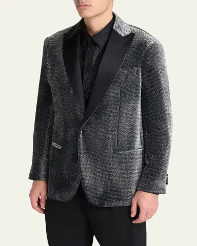 Giorgio Armani Men's Velvet-Effect Peak Lapel Dinner Jacket | Thumbnail 4 Giorgio Armani Men's Velvet-Effect Peak Lapel Dinner Jacket | Thumbnail 4