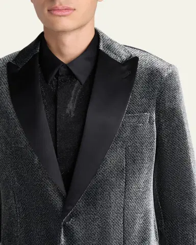 Giorgio Armani Men's Velvet-Effect Peak Lapel Dinner Jacket | Thumbnail 5 Giorgio Armani Men's Velvet-Effect Peak Lapel Dinner Jacket | Thumbnail 5
