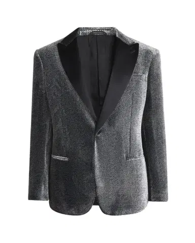 Giorgio Armani Men's Velvet-Effect Peak Lapel Dinner Jacket | Thumbnail 1 Giorgio Armani Men's Velvet-Effect Peak Lapel Dinner Jacket | Thumbnail 1