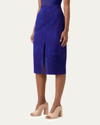 Akris Suede Front Slit Pencil Skirt | Thumbnail 4 Akris Suede Front Slit Pencil Skirt | Thumbnail 4