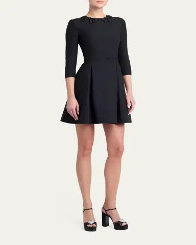 Valentino Garavani Long-Sleeve Embroidered Bow Mini Dress | Thumbnail 4 Valentino Garavani Long-Sleeve Embroidered Bow Mini Dress | Thumbnail 4