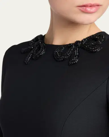 Valentino Garavani Long-Sleeve Embroidered Bow Mini Dress | Thumbnail 5 Valentino Garavani Long-Sleeve Embroidered Bow Mini Dress | Thumbnail 5