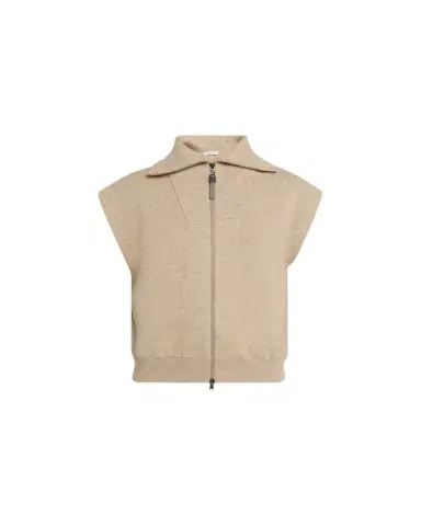 Brunello Cucinelli Sleeveless Cashmere Zip Cardigan | Thumbnail 1 Brunello Cucinelli Sleeveless Cashmere Zip Cardigan | Thumbnail 1