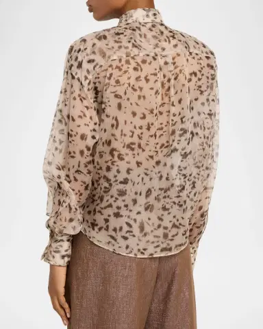 Brunello Cucinelli Printed Silk Chiffon Shirt | Thumbnail 3 Brunello Cucinelli Printed Silk Chiffon Shirt | Thumbnail 3